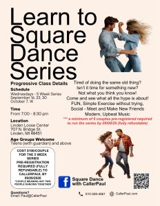 Beginning Modern Square Dance Lessons with CallerPaul in Linden - 5 Week Series