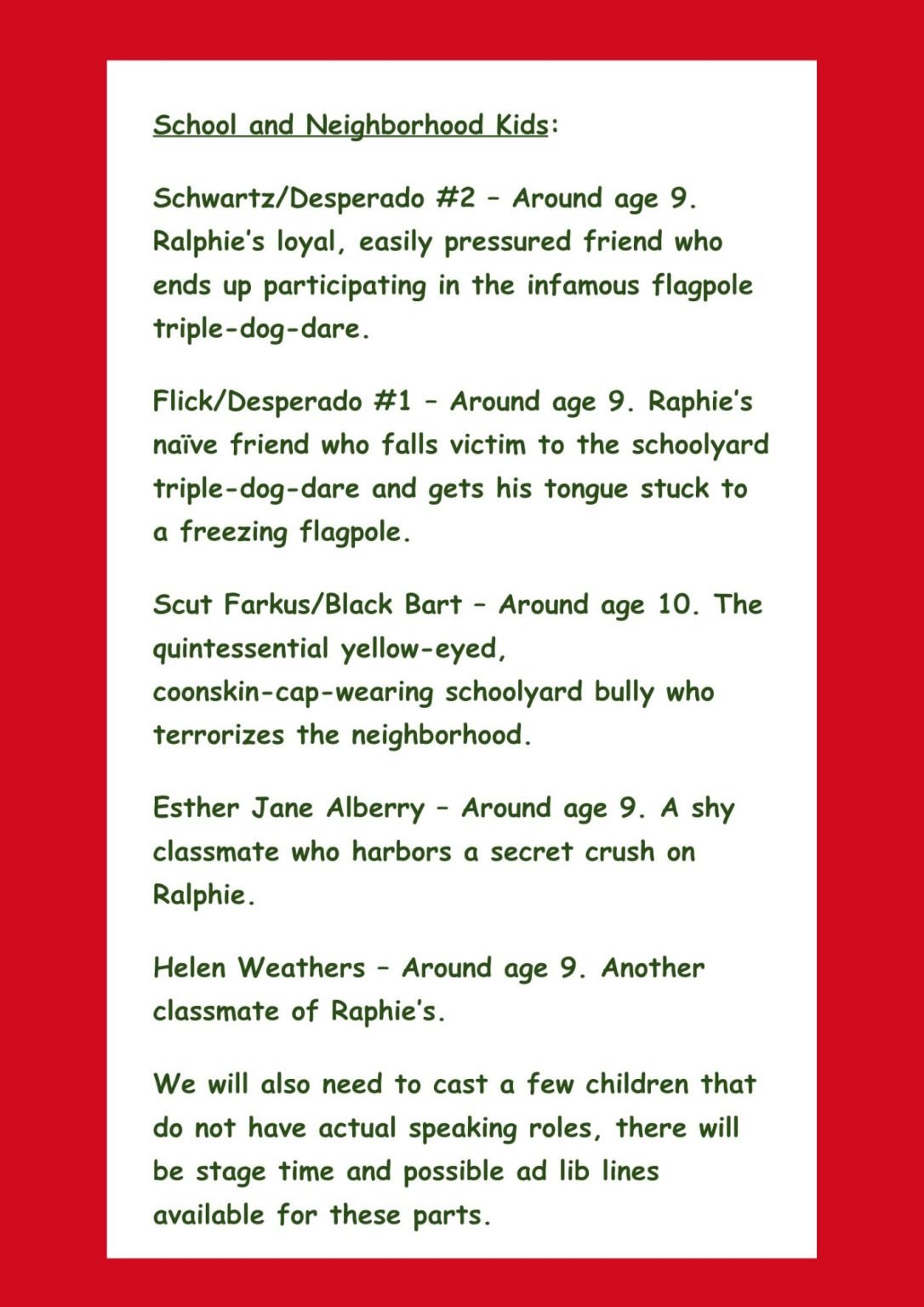 Gallery 2 - A Christmas Story Auditions